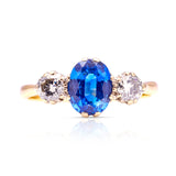 Vintage, 1980s sapphire & diamond three-stone ring