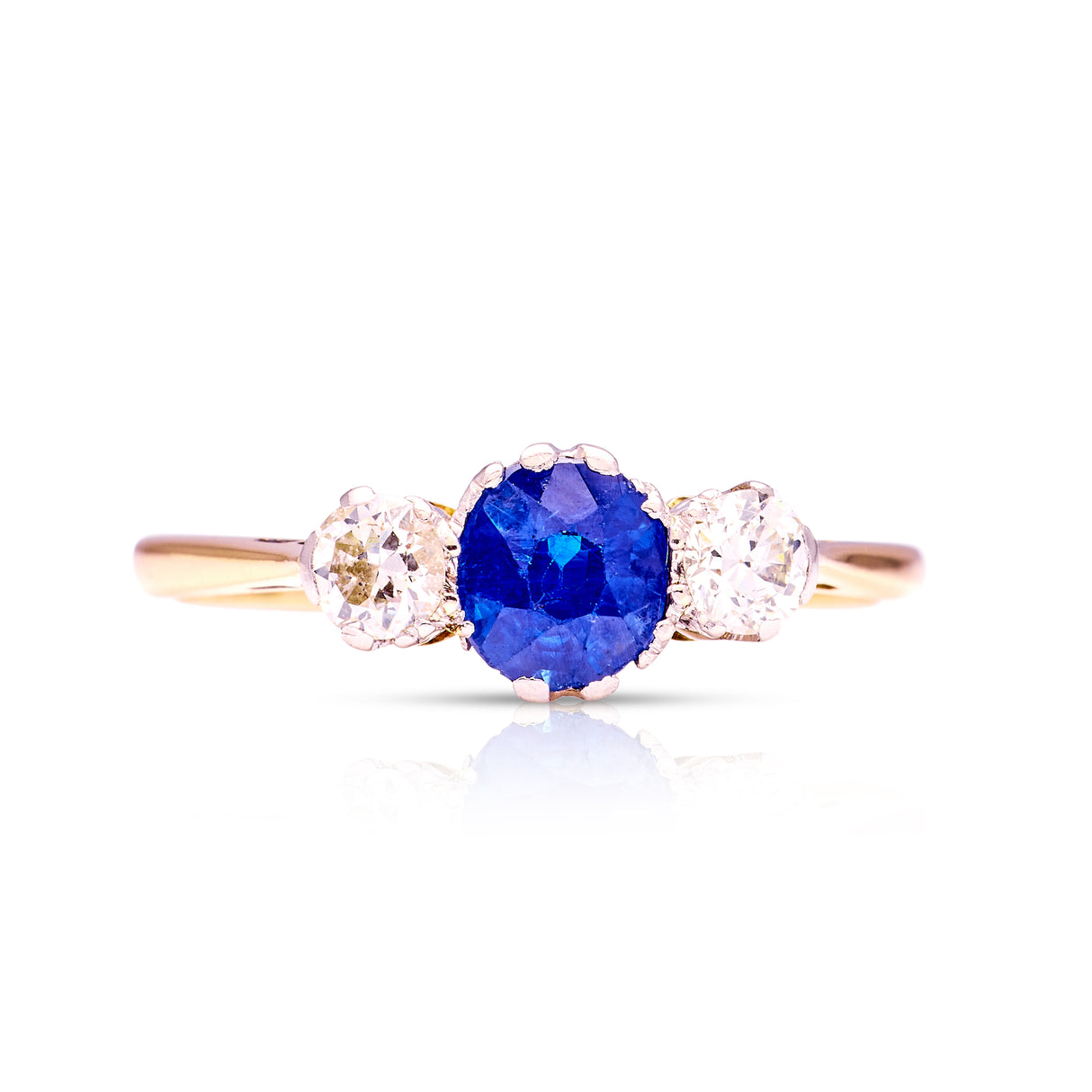 Antique, Edwardian sapphire & diamond three-stone ring