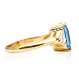 Vintage, blue sapphire and trilliant-cut diamond three stone ring