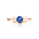 Vintage, sapphire & diamond three-stone ring front view