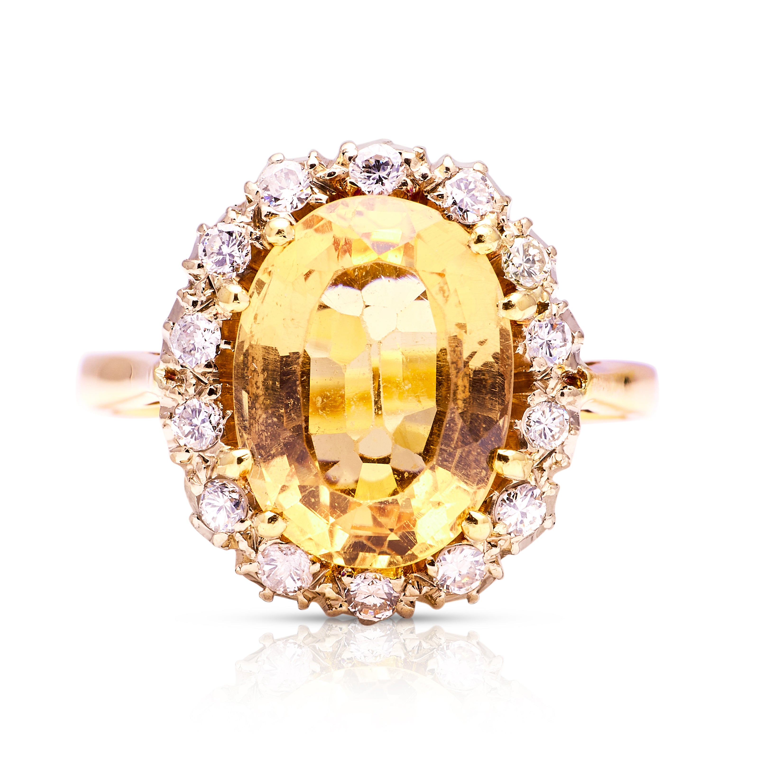 Solid 9K Yellow Gold Smoky high quality Brown Topaz Diamond Accent Cluster Ring Size 5