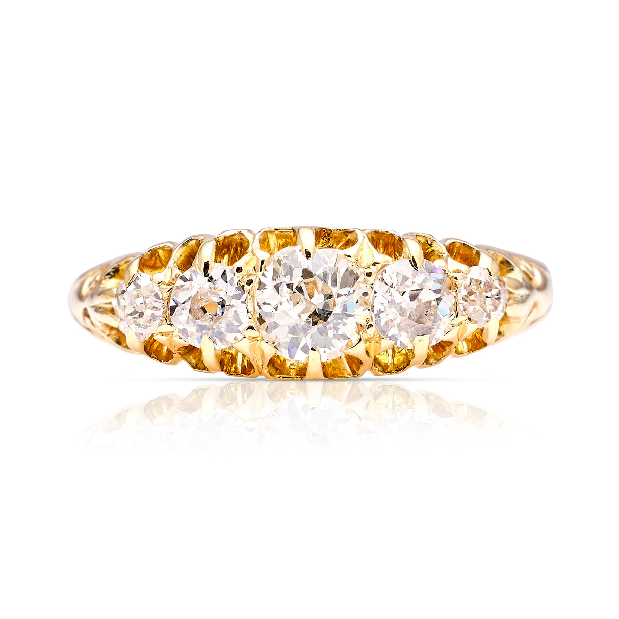 Antique, Edwardian five-stone diamond ring, 18ct yellow gold