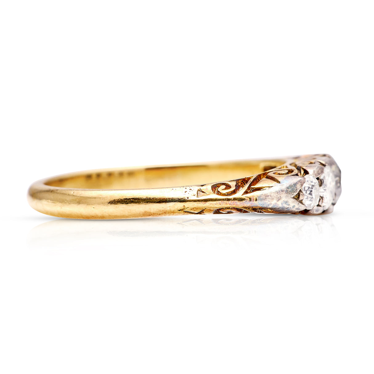 Antique, Edwardian Five-Stone Diamond Ring, 18ct Yellow Gold and Plati ...
