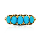 Victorian turquoise half hoop ring, front view. 