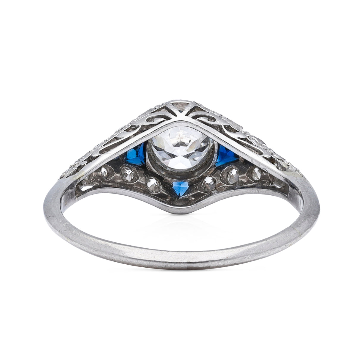 Vintage, Art Deco diamond and sapphire ring, platinum