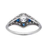 Vintage, Art Deco diamond and sapphire ring, platinum