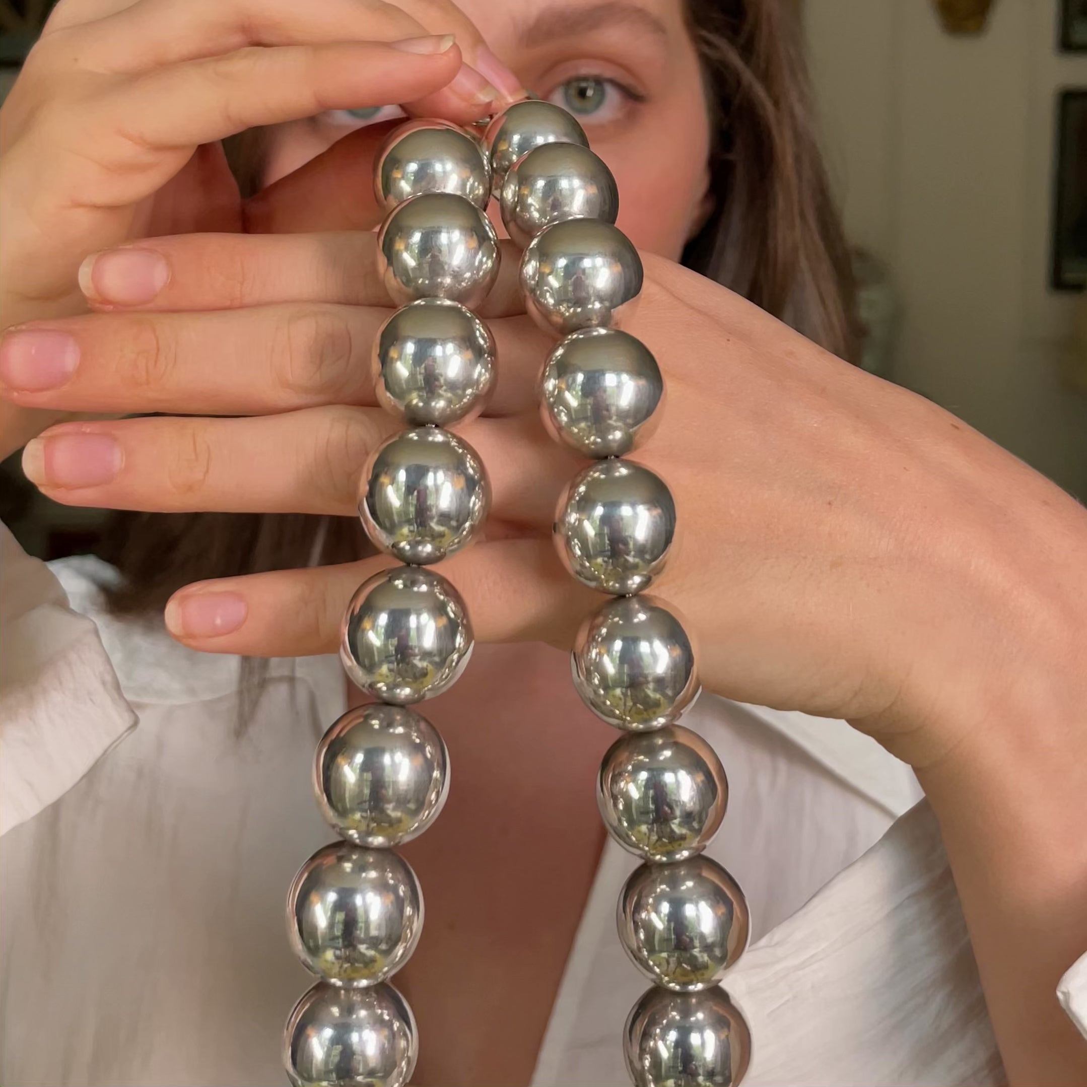 Silver ball necklace – Eta Jewels