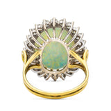 Vintage white Australian opal and diamond ring, rear view. 