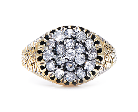 Antique-Victorian-18-Carat-Gold-Diamond-Cluster-Ring-Gold