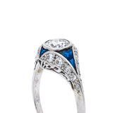 Vintage, Art Deco diamond and sapphire ring, platinum