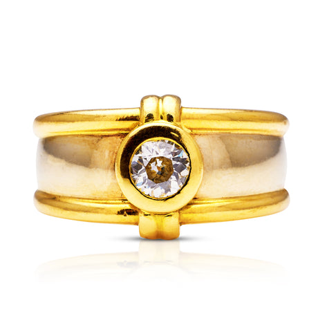 Vintage-Diamond-Wide-Set-Band-18-Carat-Yellow-Gold-French-Ring