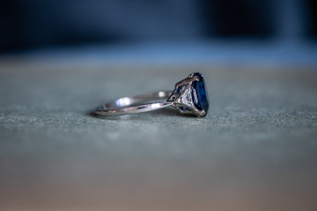 Antique Art Deco, Platinum, Sapphire and Diamond Engagement Ring