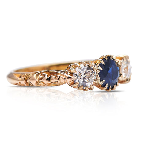 Antique Engagement Rings | Antique Ring Boutique | Vintage Engagement Rings | Antique Engagement Rings | Antique Jewellery company | Vintage Jewellery  Edwardian, 18ct Gold, Sapphire and Diamond Three Stone Ring