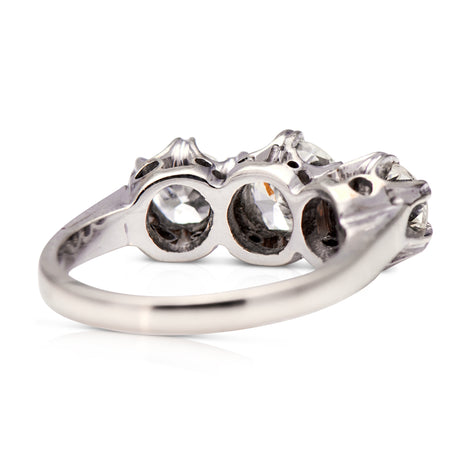 Vintage, Platinum, Diamond Three Stone Ring