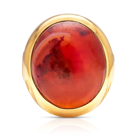 Agate-Cabochon-18ct-Gold-Vintage-Semi-Precious-Antique-Ring