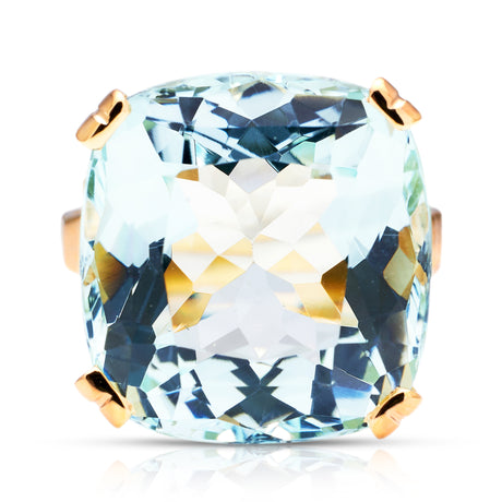 Aquamarine-Cushion-Cut-Art-Deco-13ct-Yellow-Gold-Glassy-Antique-Ring