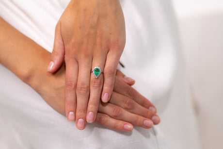 Art Deco, Platinum, Colombian Emerald and Diamond Ring