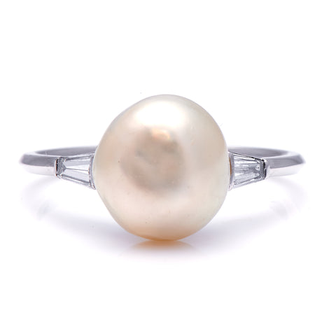 Art Deco Pearl and Diamond Ring