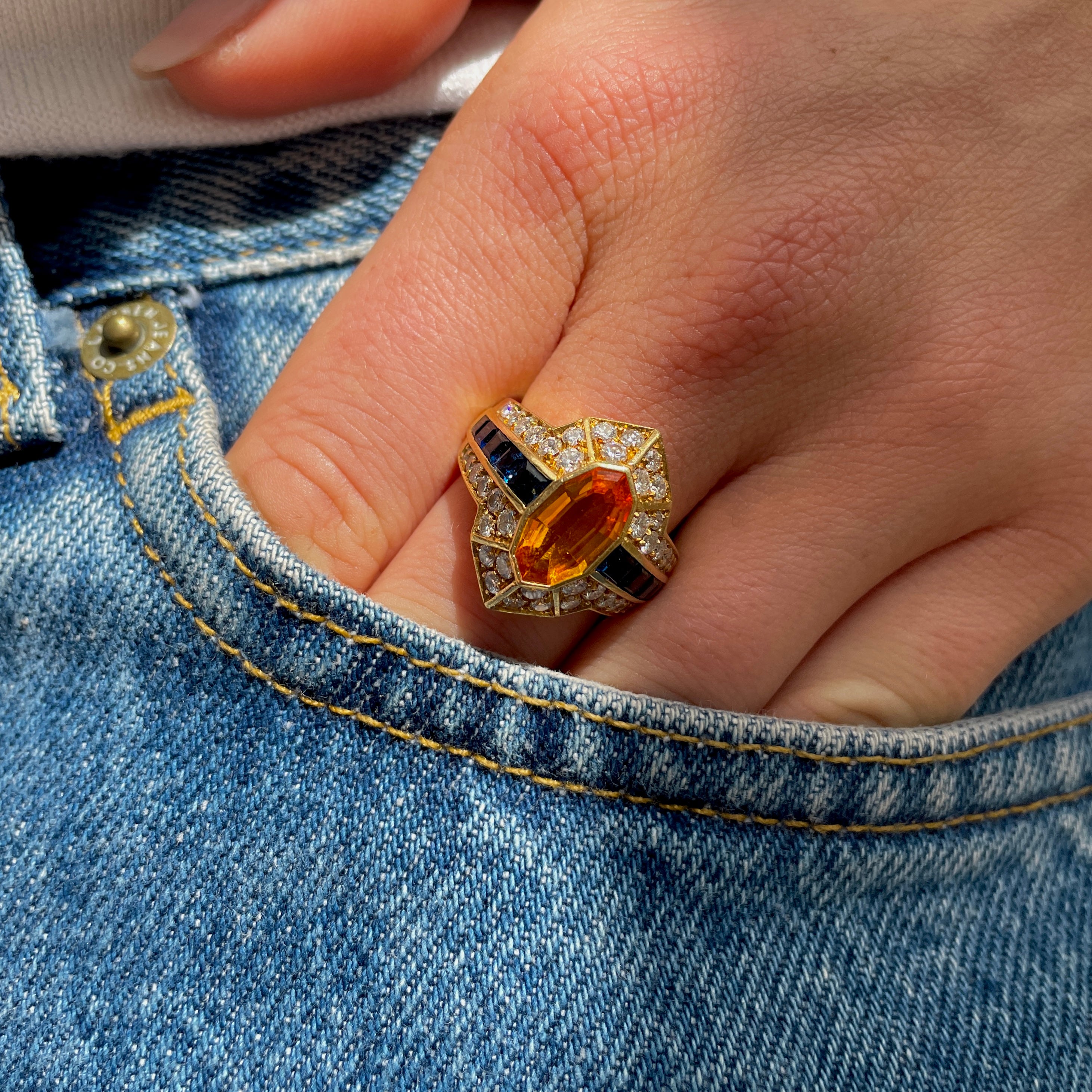 Orange and blue on sale ring