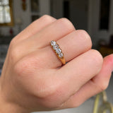 Victorian five stone diamond engagement ring, worn on hand and 