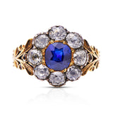 Georgian-15-Carat-Gold-Silver-Sapphire-Diamond-Ring-Antique-Vintage