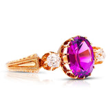 Edwardian, 18ct gold, magenta garnet and diamond ring