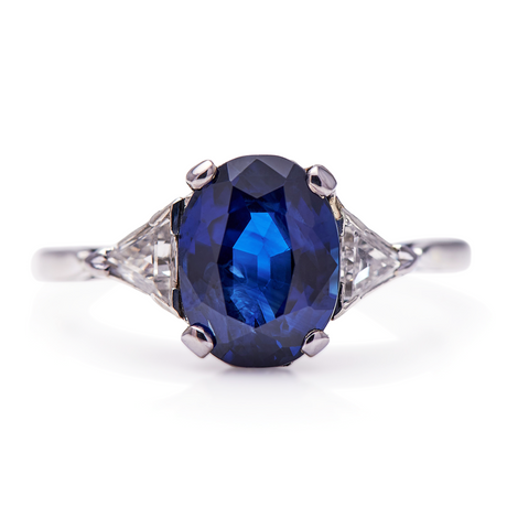 Untreated Antique Art Deco, Platinum, Sapphire and Diamond Ring