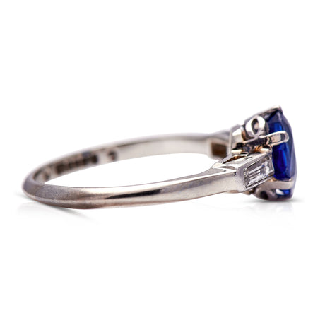 Vintage_Rings | Vintage_Engagement_Rings |Untreated Antique Art Deco, Platinum, Sapphire and Diamond Ring Engagement Ring