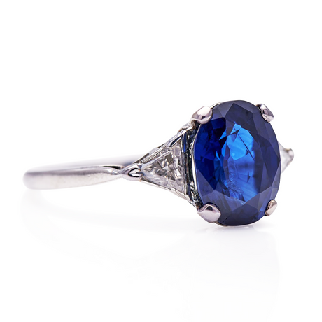 Untreated Antique Art Deco, Platinum, Sapphire and Diamond Ring