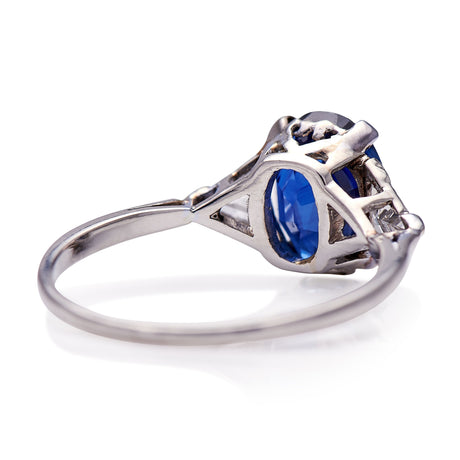 Untreated Antique Art Deco, Platinum, Sapphire and Diamond Ring