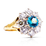 Engagement+Vintage+Aquamarine+Diamond+Cluster+Ring