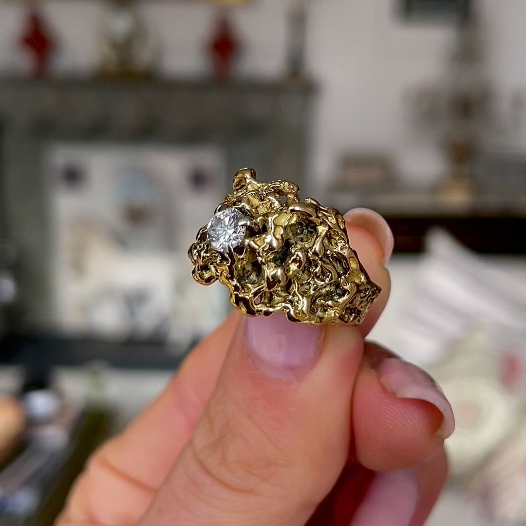 18K Gold high quality Plated Brass Nugget Ring