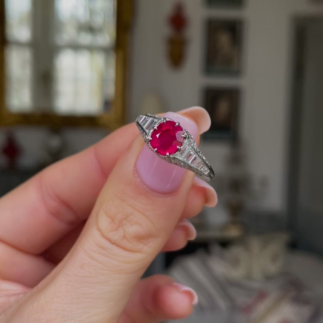 Art deco ruby hot sale diamond ring